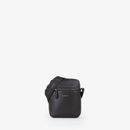 Sac bandoulière homme noir simili cuir zippé