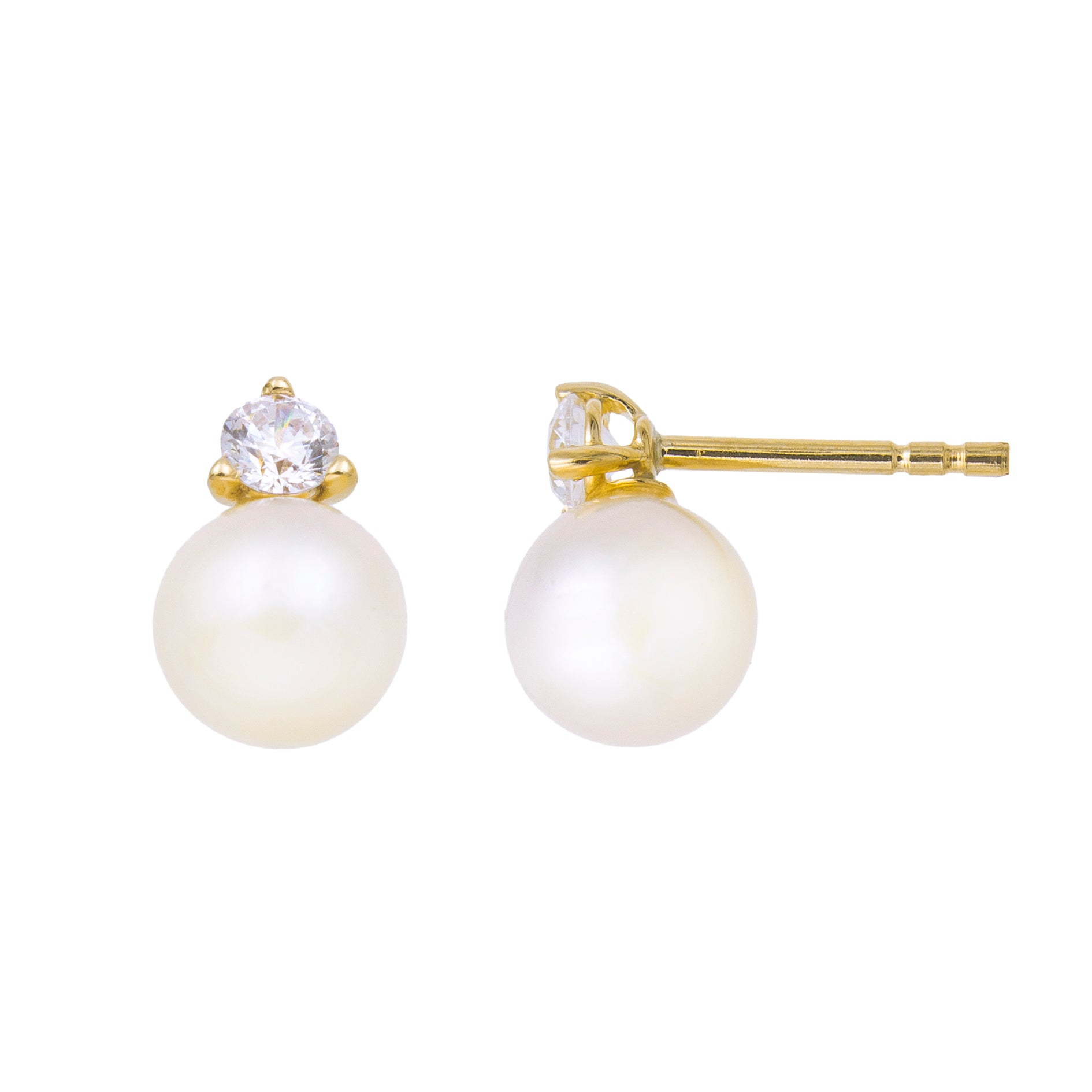 Clou oreille femme or jaune 9 carats perle culture et zirkonia