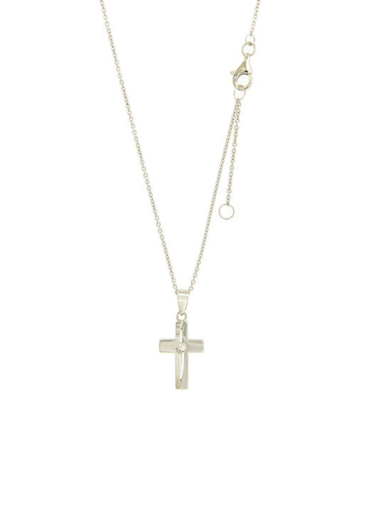 Collier femme argent rhodié croix zirconia 42cm