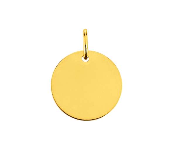 Pendentif femme médaille ronde or jaune 18 carats