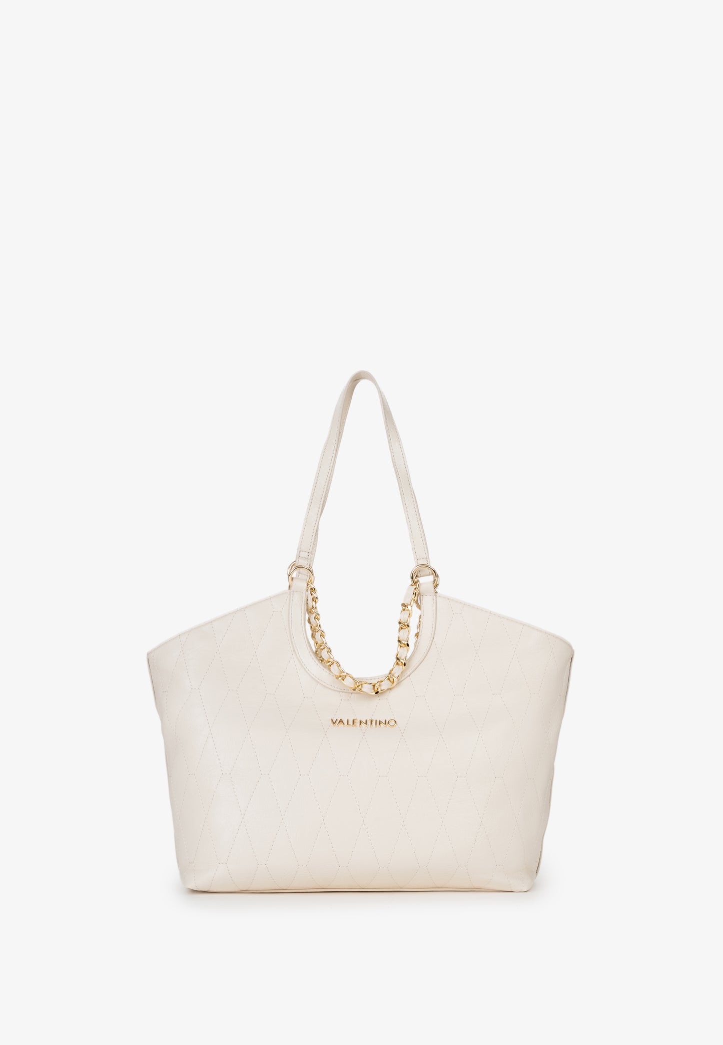Sac main femme écru matelassé chaîne dorée cabas chic