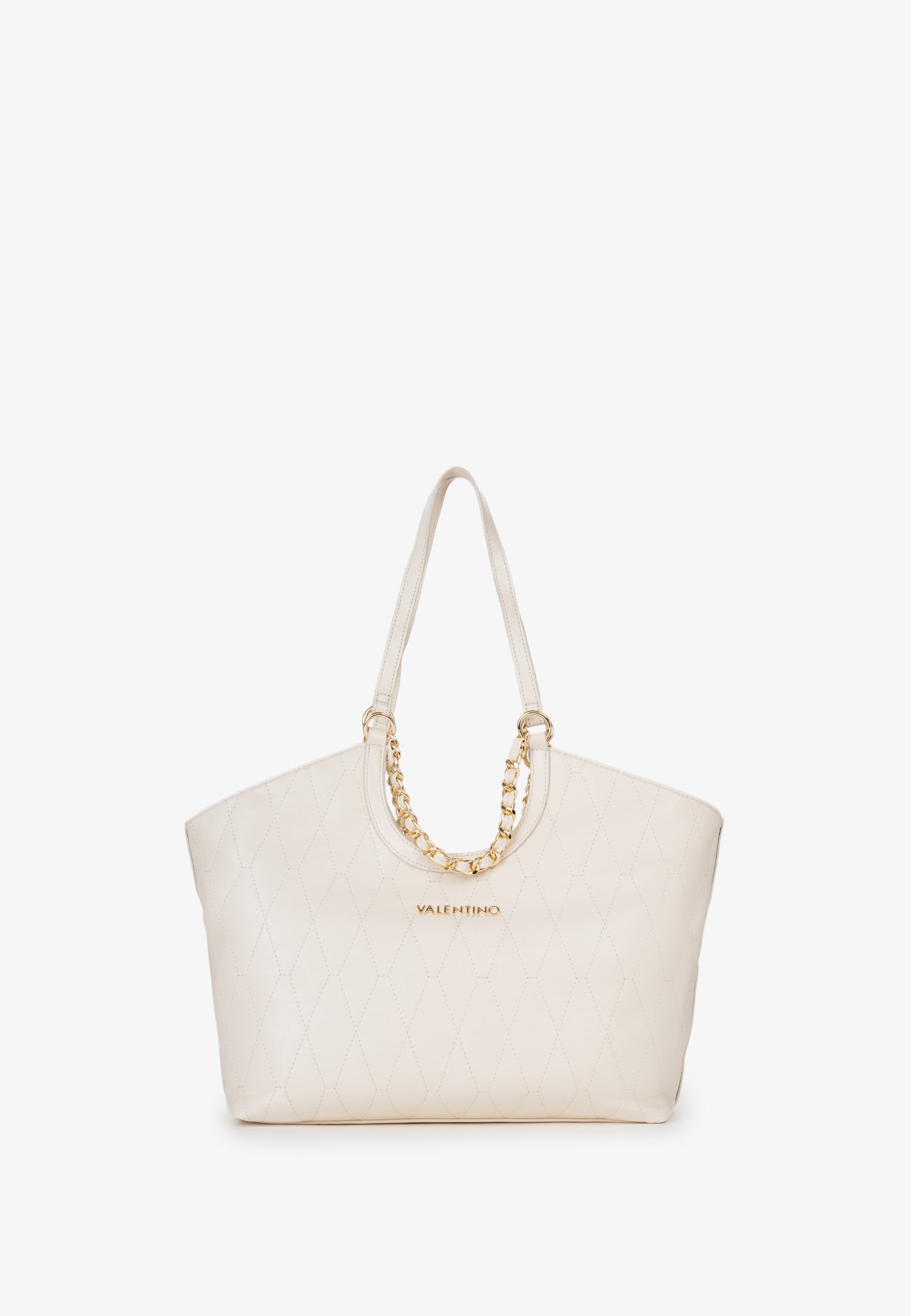 Sac main femme écru matelassé chaîne dorée cabas chic