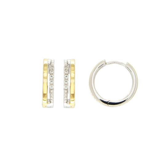 Créoles femme argent rhodié bicolore zirconia 17mm