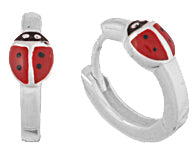 Créoles enfant argent 925 rhodié coccinelle laquée 13mm