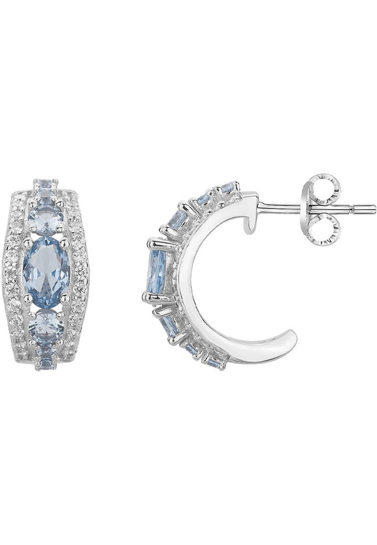 BOUCLES D'OREILLES ARGENT - ZIRCONIA  - TOPAZE SYNTHETIQUE