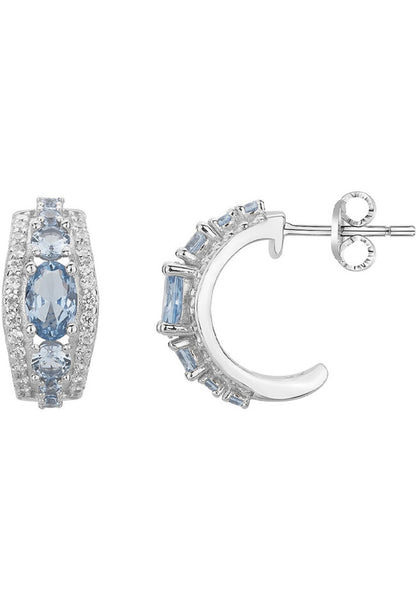 BOUCLES D'OREILLES ARGENT - ZIRCONIA  - TOPAZE SYNTHETIQUE