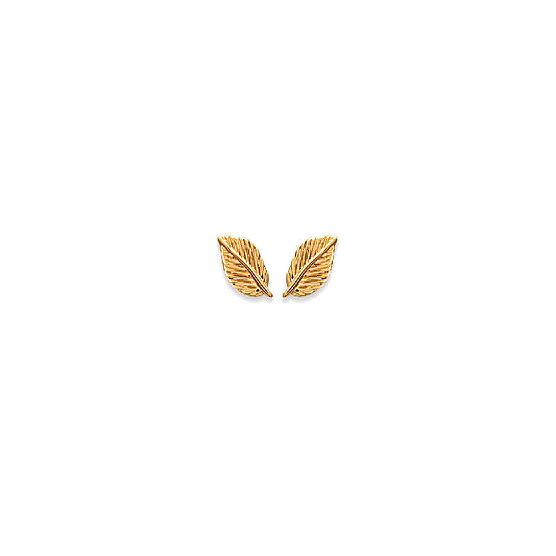 Boucles d'oreilles femme plaqué or motif feuille
