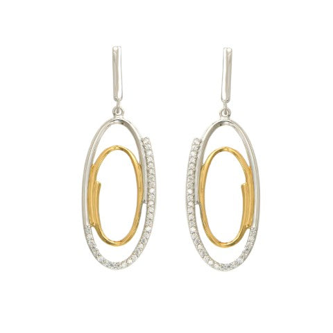 Boucles d'oreilles pendantes femme argent bicolore zirconia