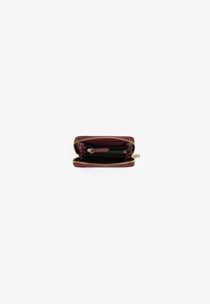 Portemonnaie femme bordeaux zippé motif monogramme
