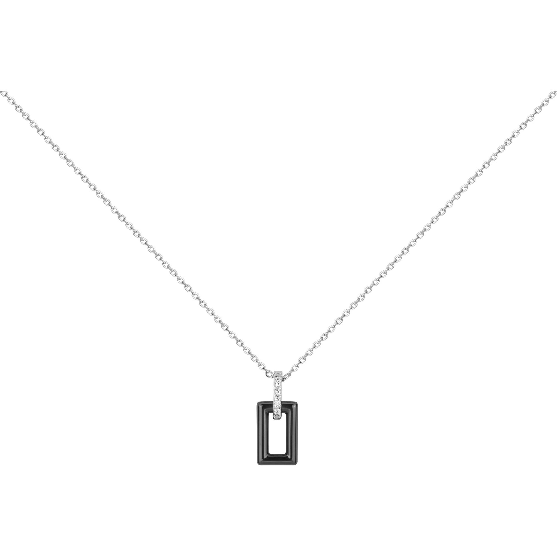 COLLIER ARGENT - CERAMQIUE NOIRE - ZIRCONIA