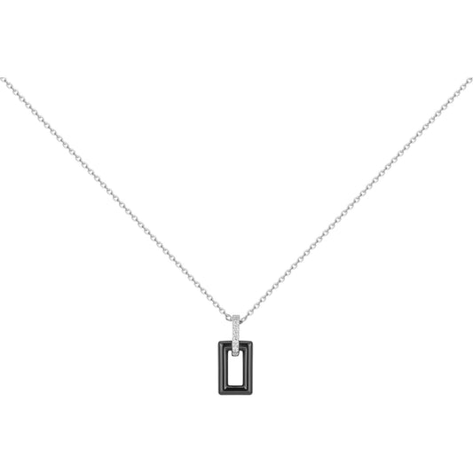 COLLIER ARGENT - CERAMQIUE NOIRE - ZIRCONIA