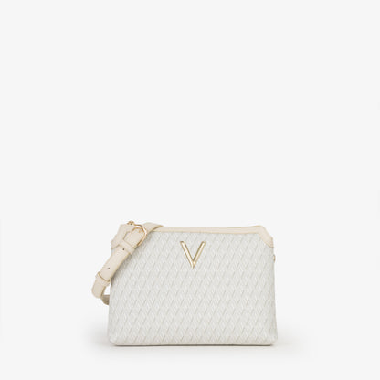 Sac bandoulière femme écru monogramme logo doré