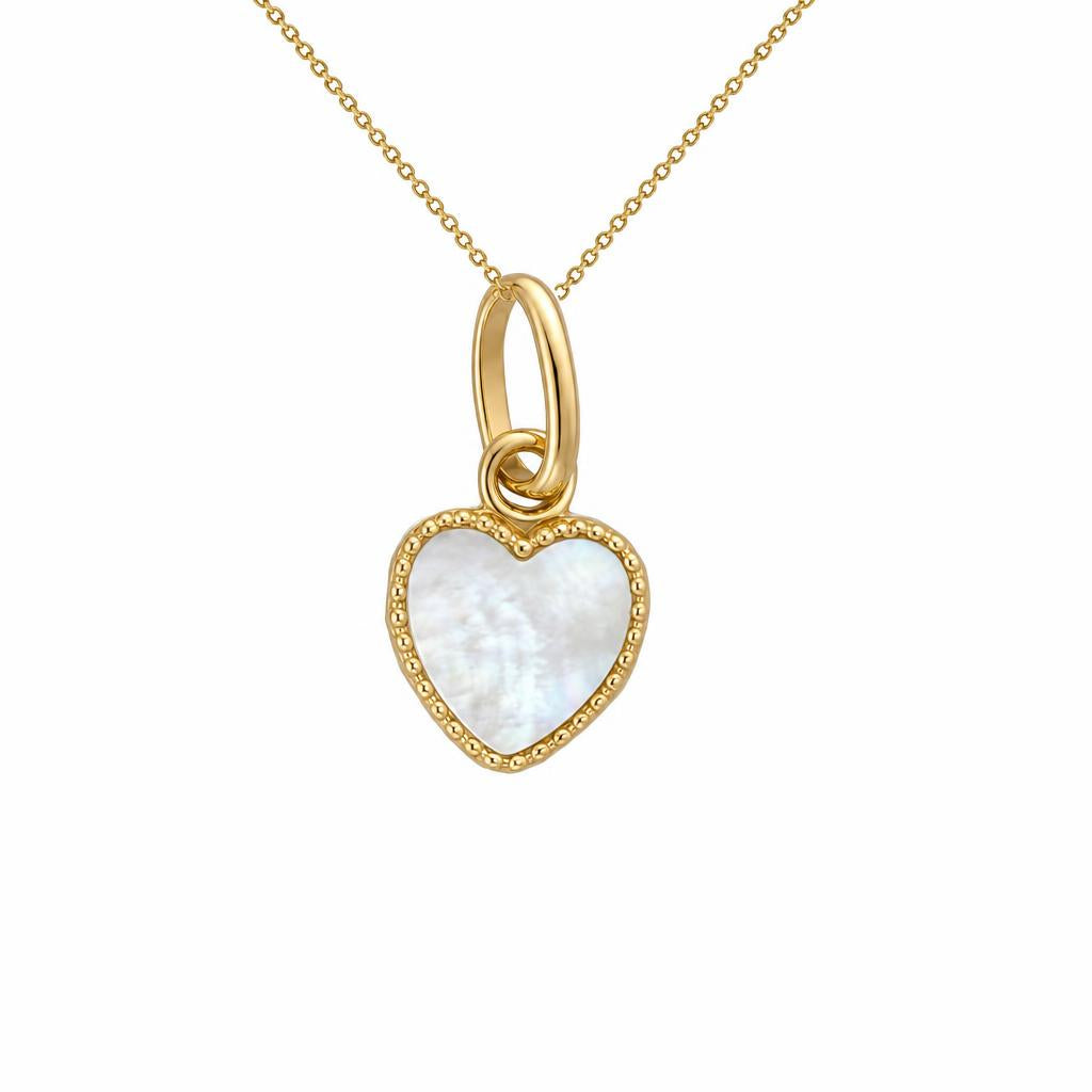 Collier femme or jaune 9k pendentif cœur nacre