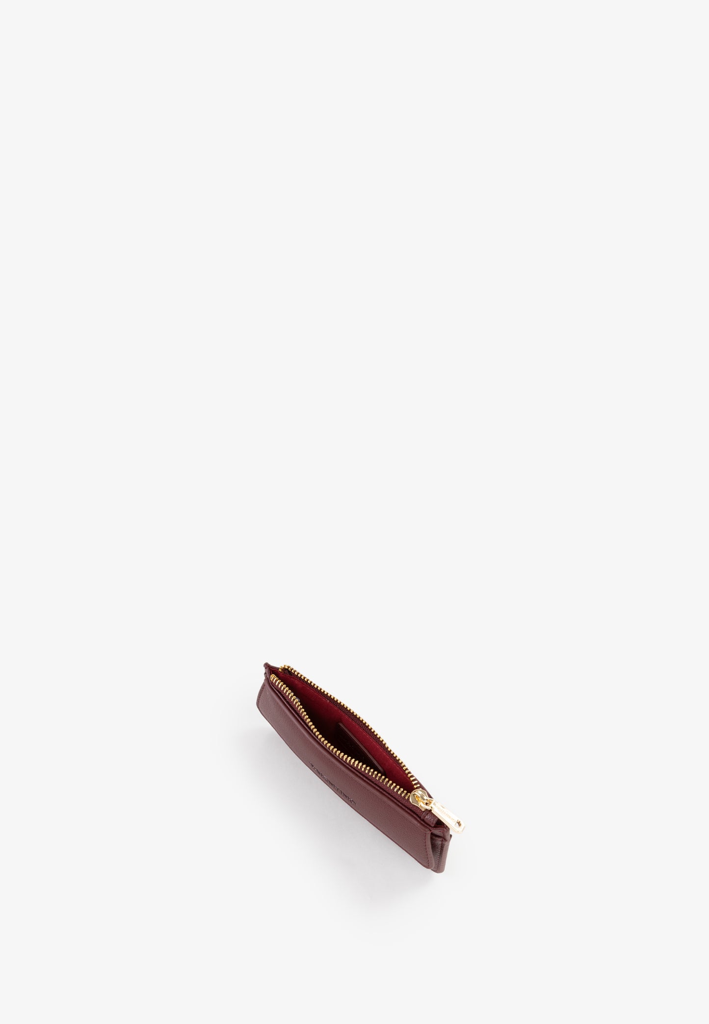Porte-monnaie femme cuir grainé bordeaux zippé