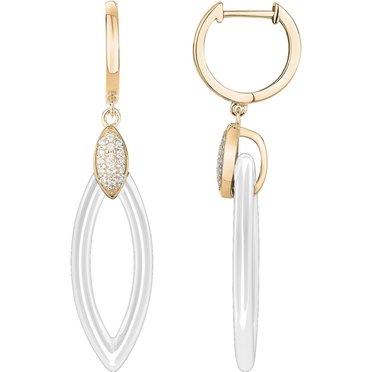 BOUCLES D'OREILLES PLAQUE- CERAMQIUE BLANCHE - ZIRCONIA