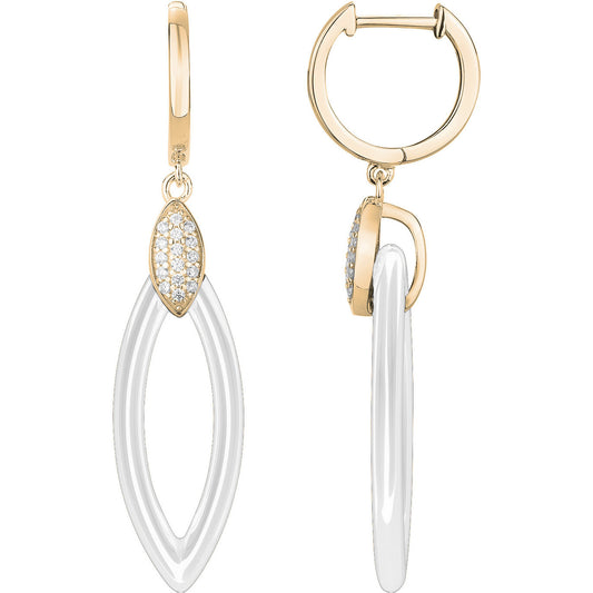 BOUCLES D'OREILLES PLAQUE- CERAMQIUE BLANCHE - ZIRCONIA
