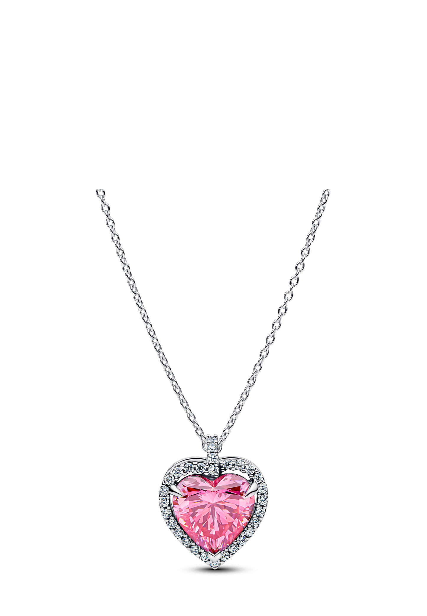 Collier ras du cou cœur halo rose