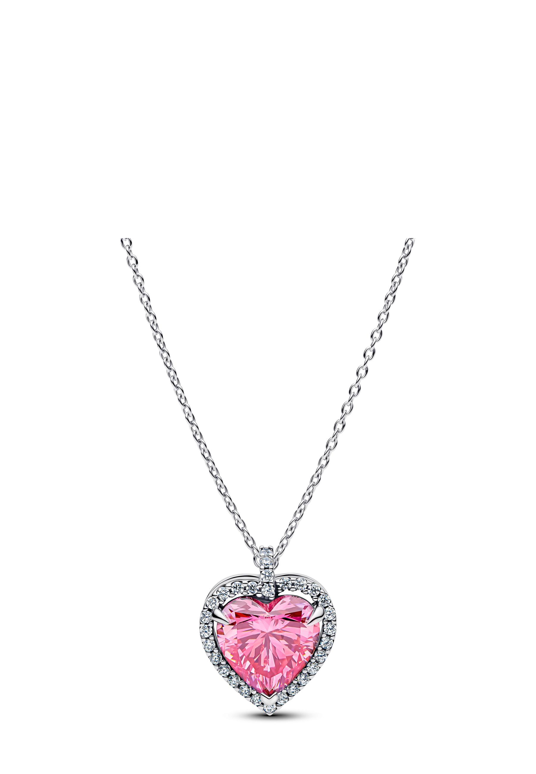 Collier ras du cou cœur halo rose