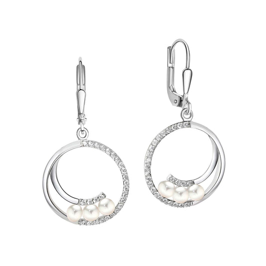 Boucles d'oreilles femme argent rhodié perle zirconia