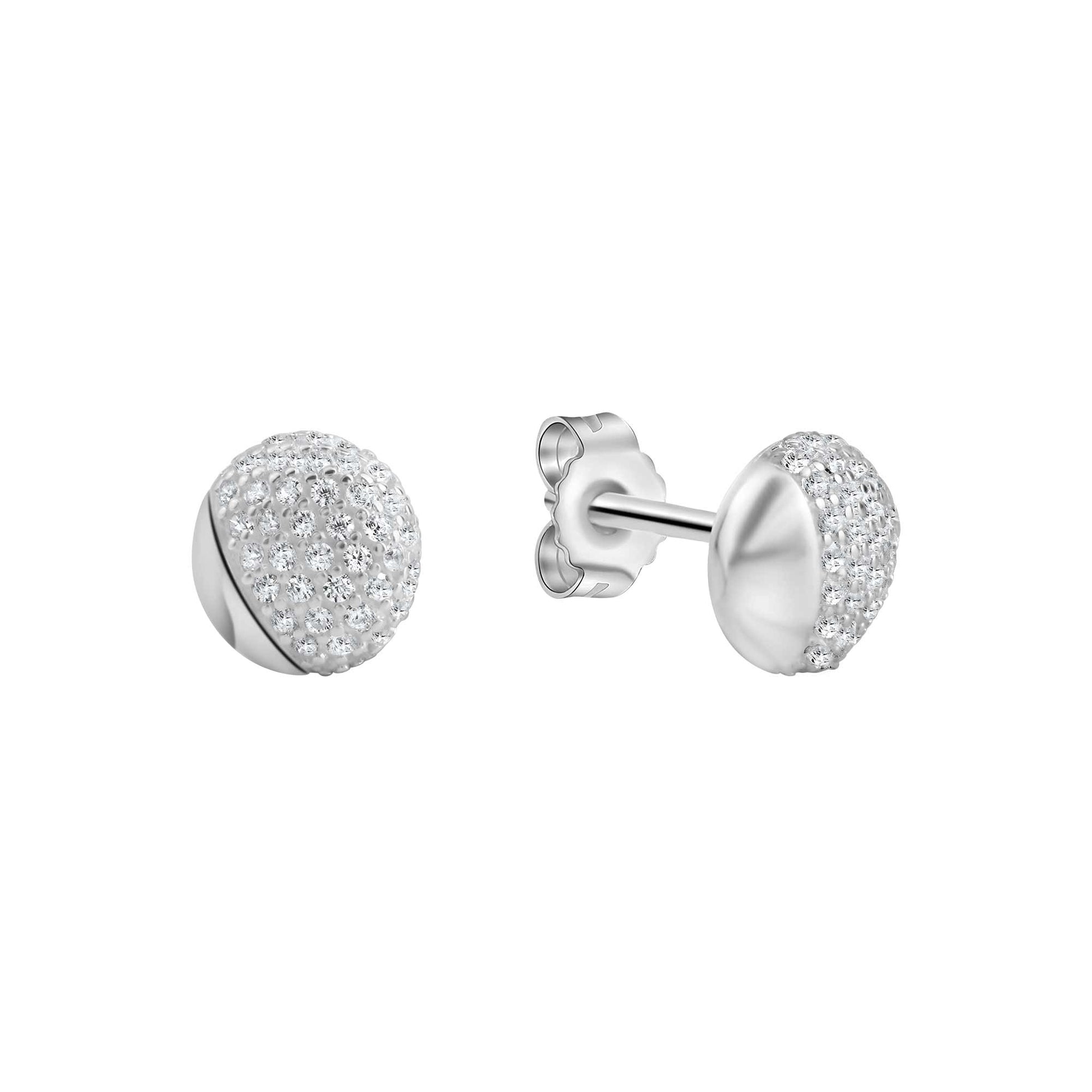 Clou d'oreille femme argent rhodié pavé zirconia