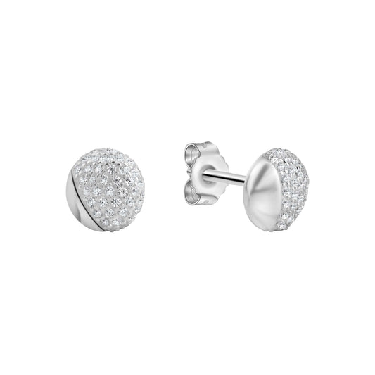 Clou d'oreille femme argent rhodié pavé zirconia
