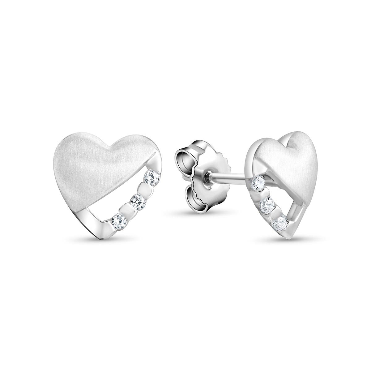 Clous d'oreilles femme argent 925 rhodié cœur zirconia