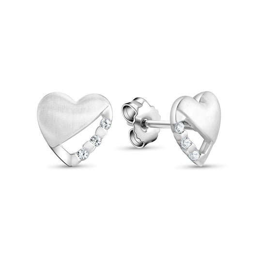 Clous d'oreilles femme argent 925 rhodié cœur zirconia