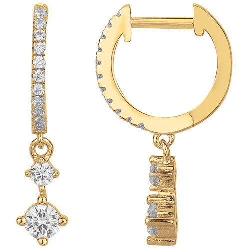 Créoles femme plaqué or jaune pendentif zirconia 12mm