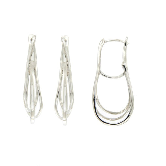 Créoles femme argent rhodié triple anneau élégant