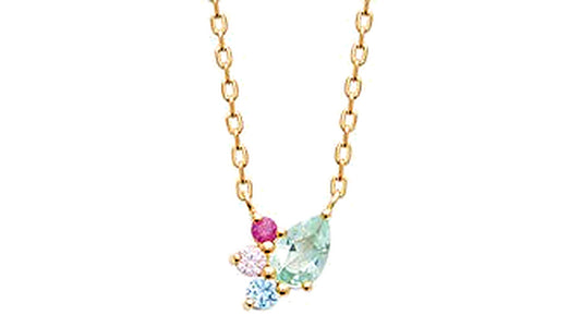 Collier femme plaqué or zirconia multicolore 40 cm