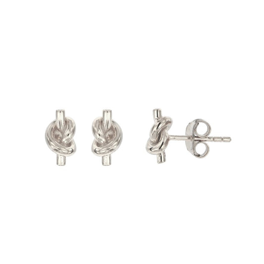 Boucles d'oreilles femme argent rhodié nœud poli
