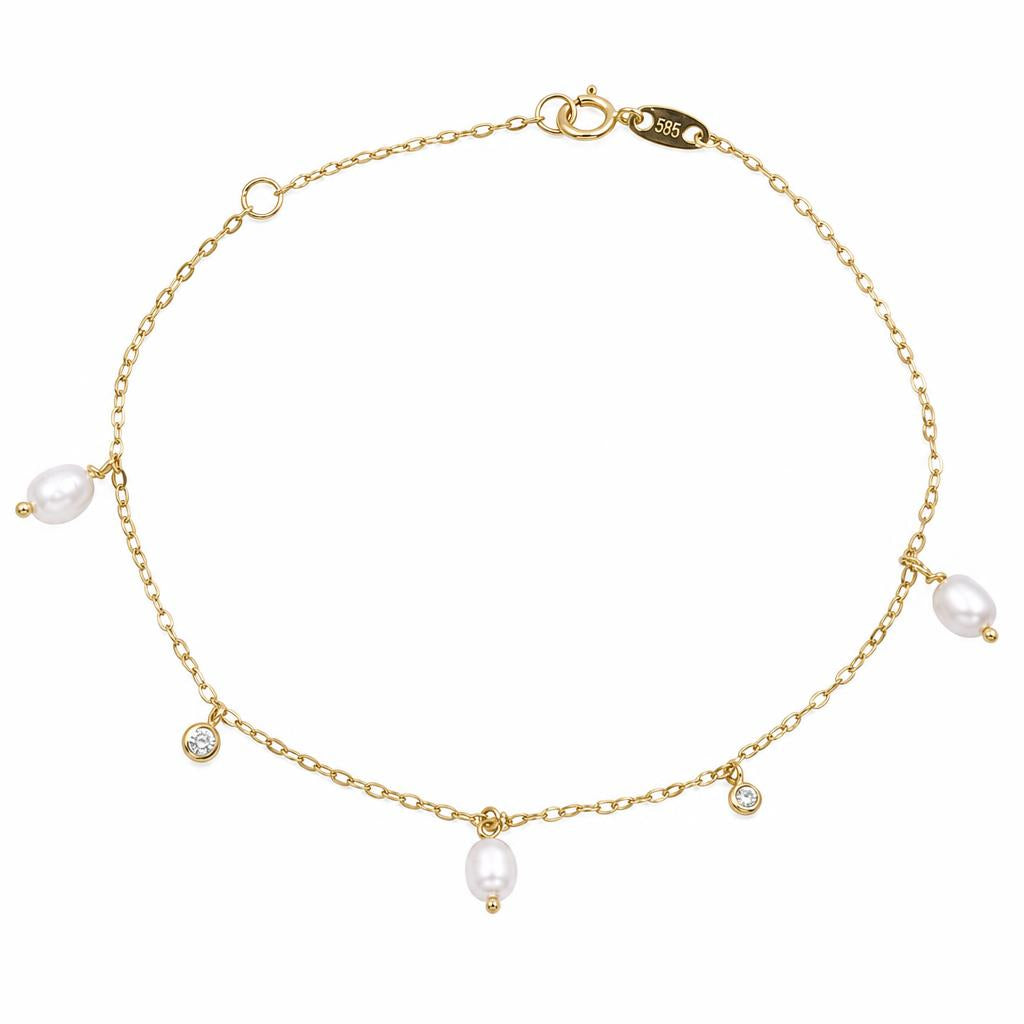 Bracelet femme or 9 carats perles de culture et zirkonia