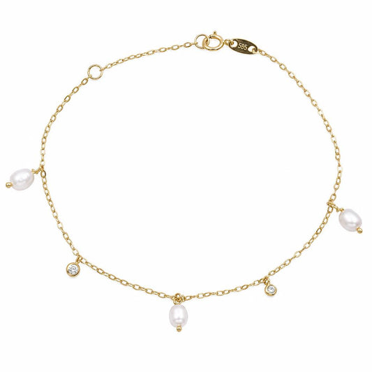 Bracelet femme or 9 carats perles de culture et zirkonia