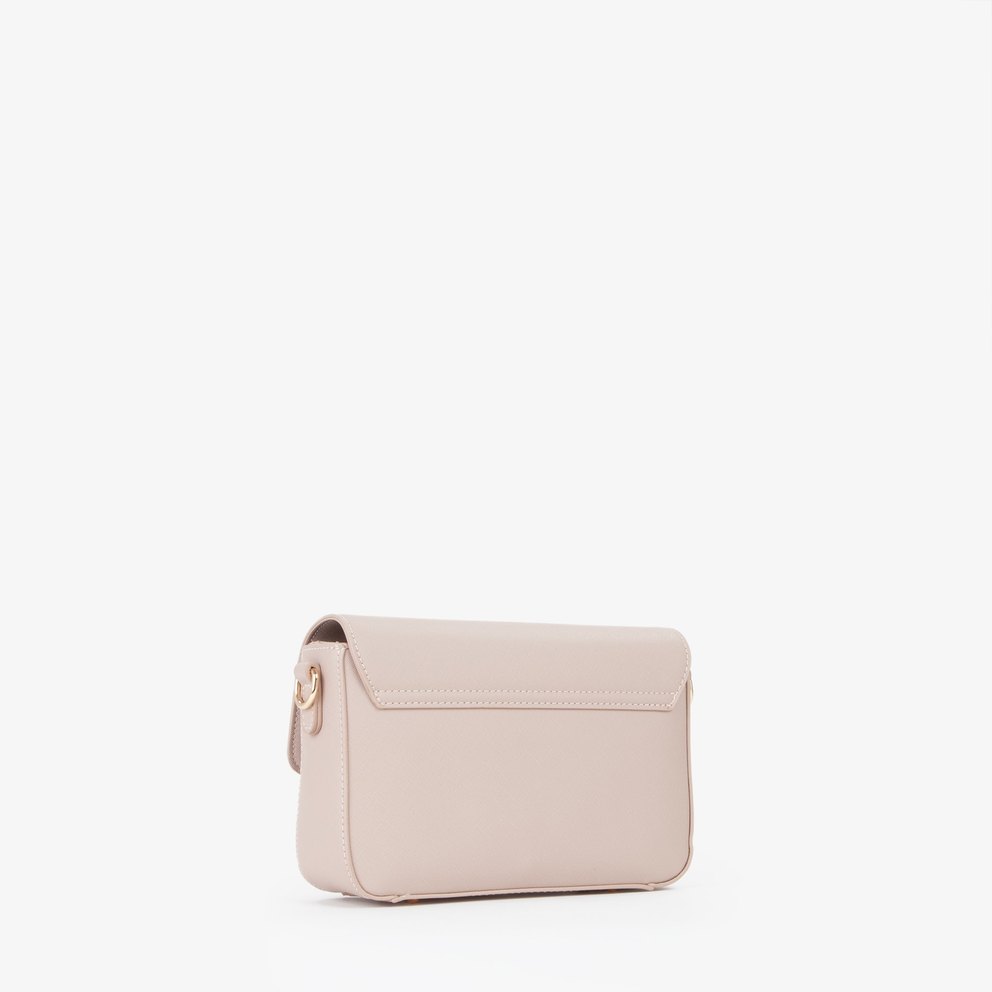 Sac bandoulière femme beige nude rabat doré élégant