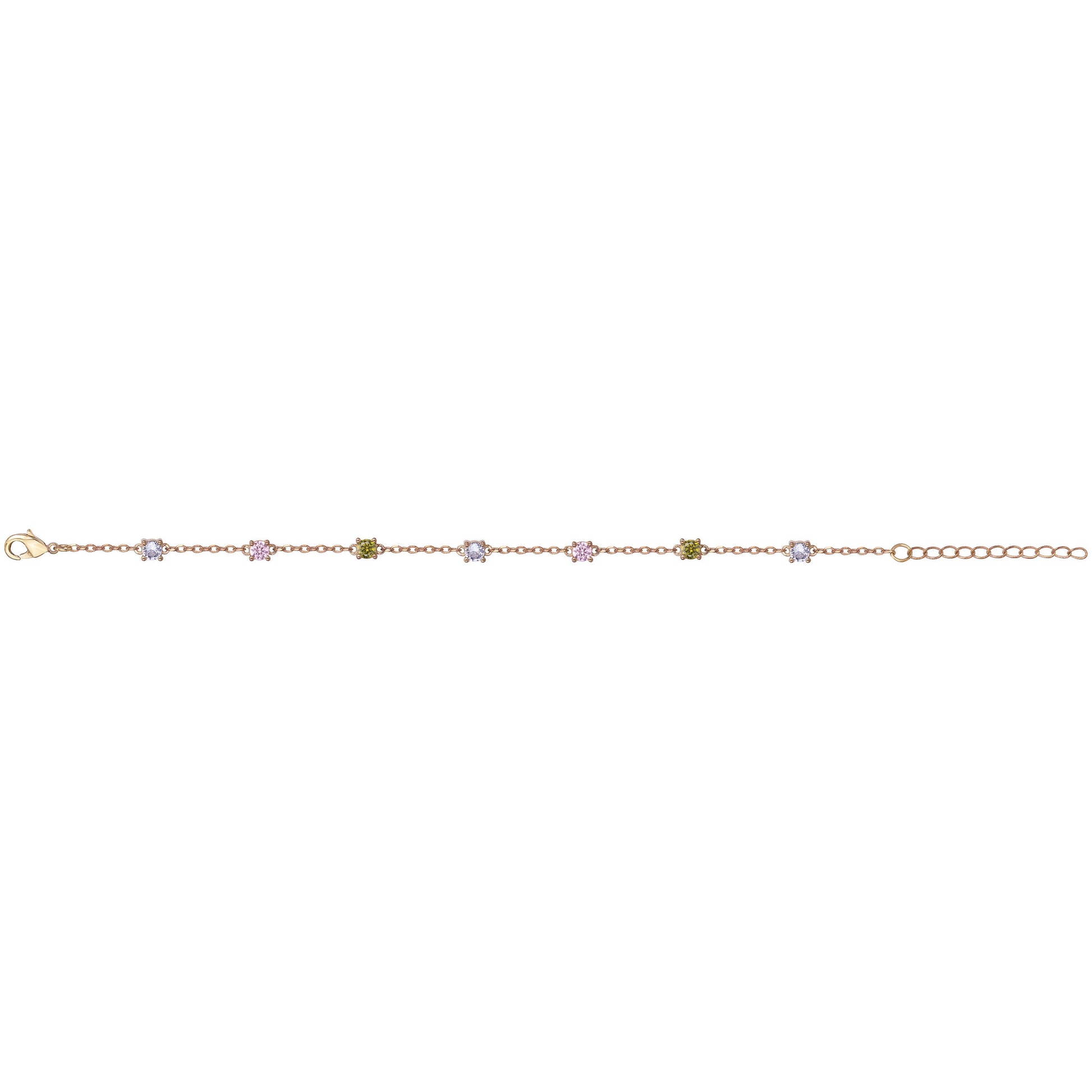 Bracelet femme plaqué or chaîne zirconia multicolore