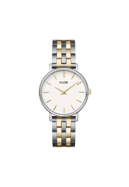 Montre Pavane Petite 2.0 en acier, couleur lait de coco, bicolore