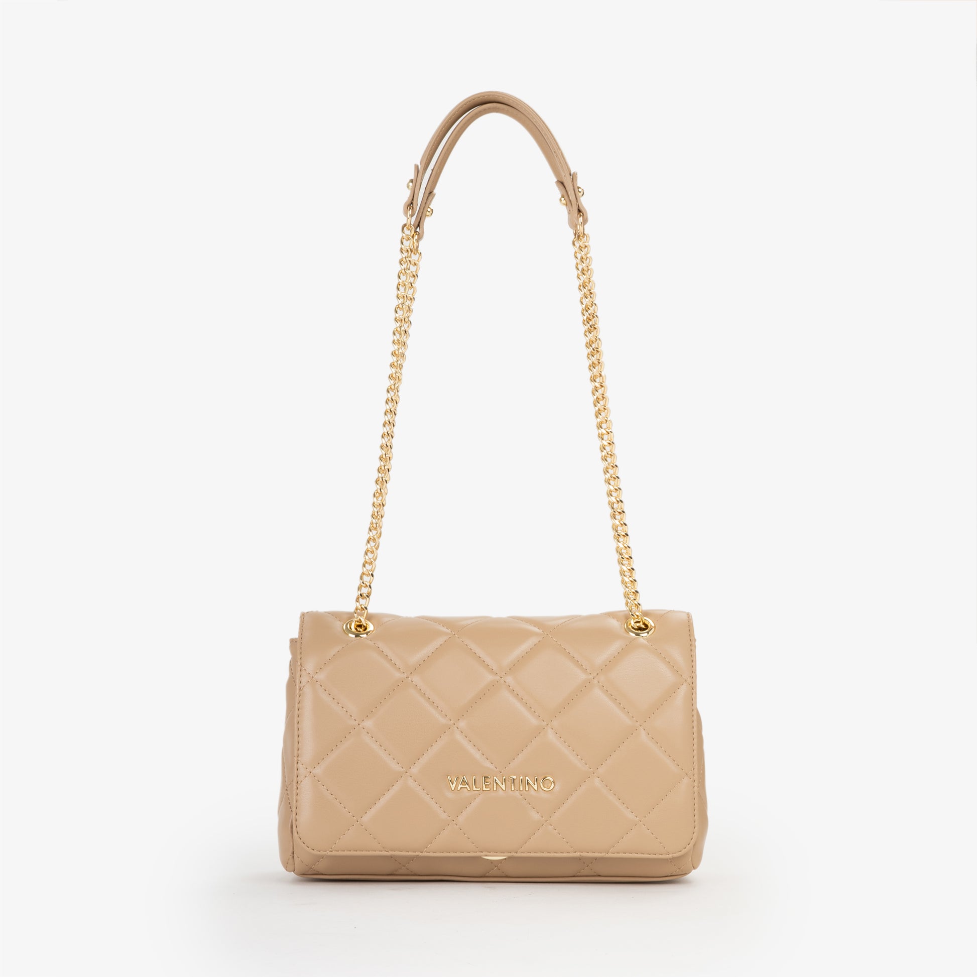 Sac bandoulière femme matelassé beige chaîne dorée