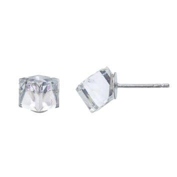 Boucles d'oreilles femme argent rhodié cube zirconia blanc