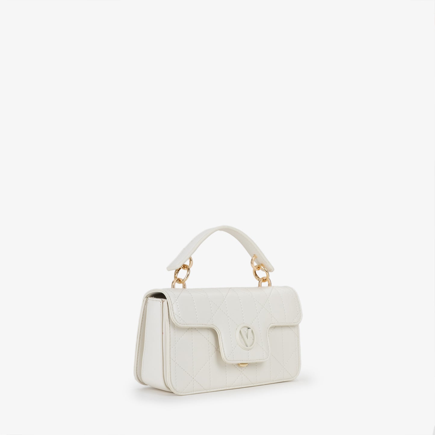 Sac à main femme blanc matelassé fermoir doré