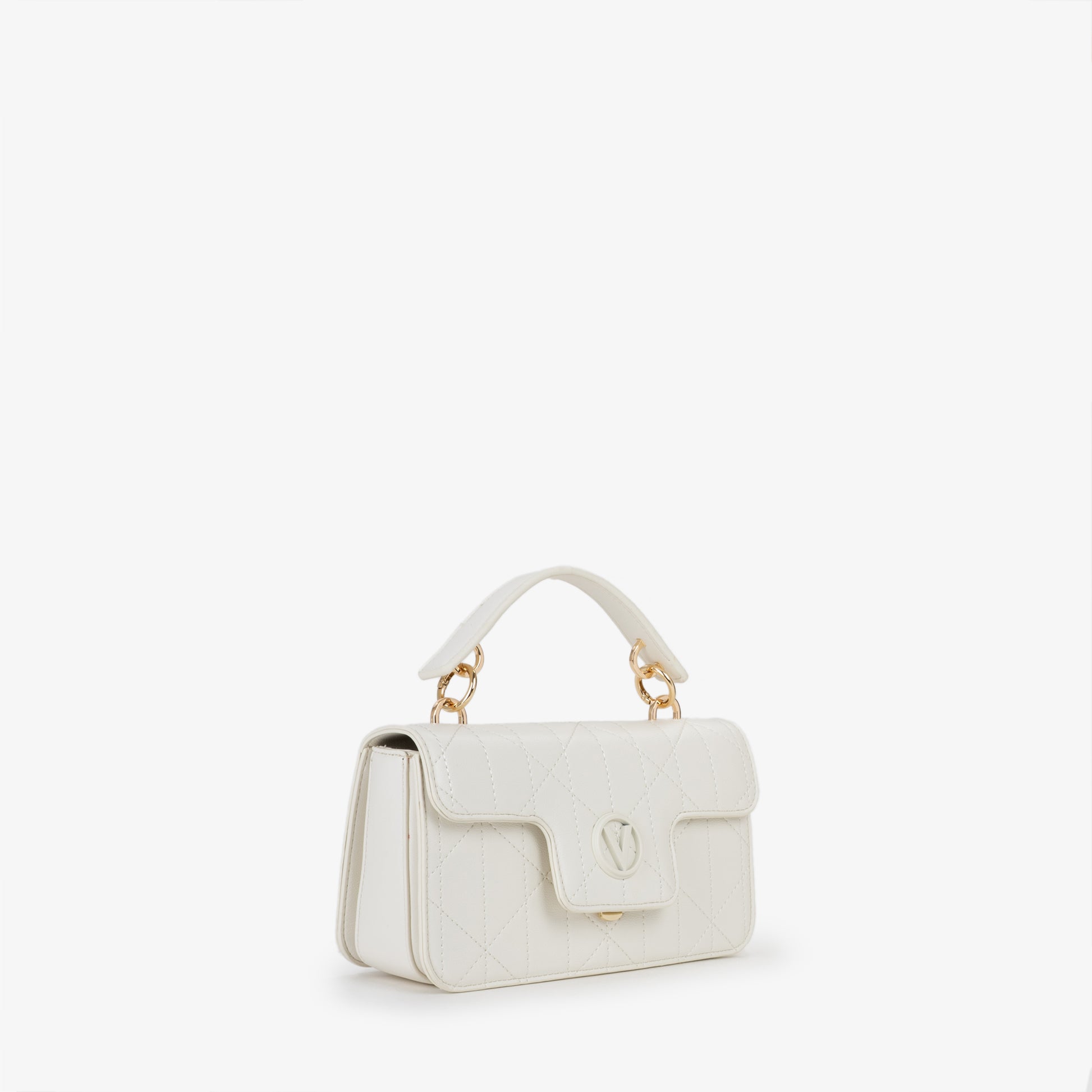 Sac à main femme blanc matelassé fermoir doré