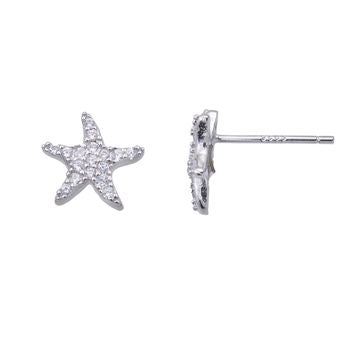 Boucles d'oreilles femme argent 925 étoile de mer zirkonia