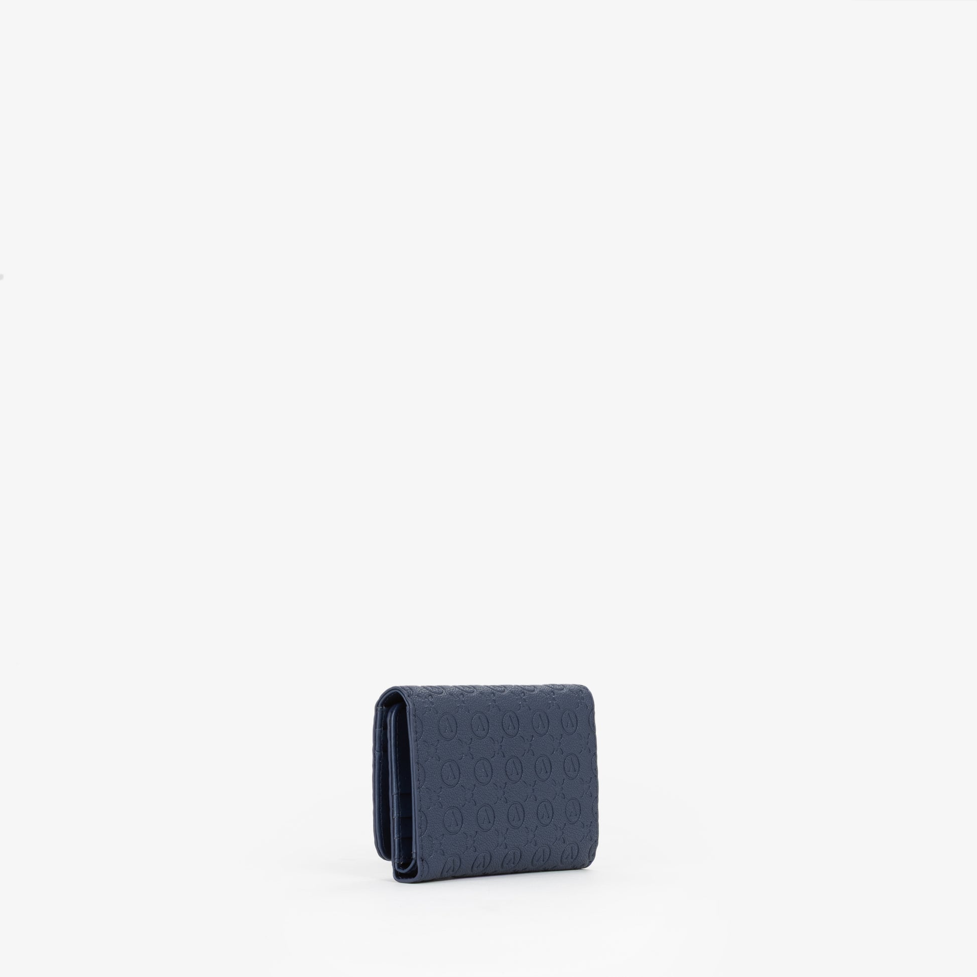 Portefeuille femme bleu marine motif monogramme embossé