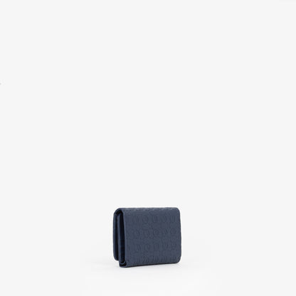 Portefeuille femme bleu marine motif monogramme embossé