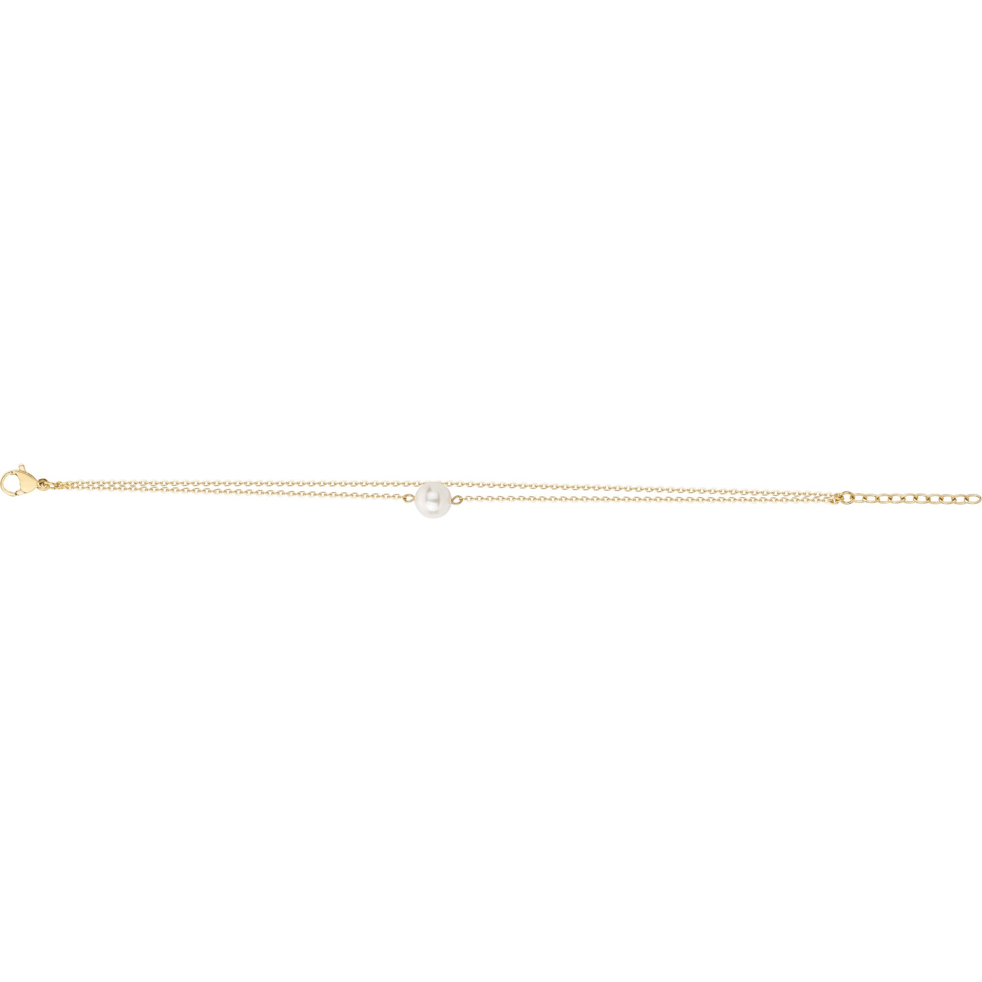 Bracelet femme acier doré double chaîne perle blanche