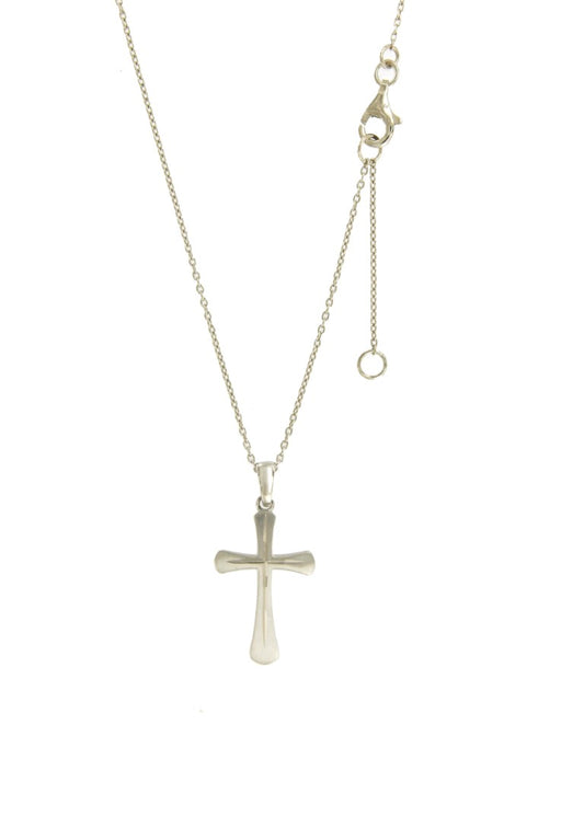Collier femme argent rhodié pendentif croix 42 cm