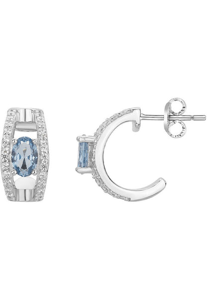 BOUCLES D'OREILLES ARGENT - ZIRCONIA  - TOPAZE SYNTHETIQUE