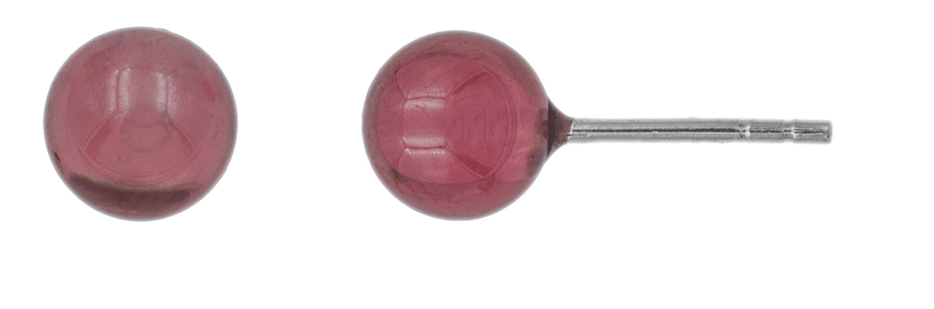 Clous d'oreilles femme argent rhodié rubis synthétique rouge