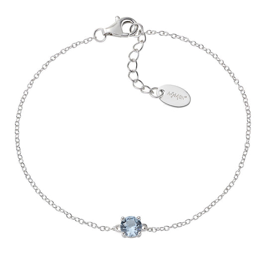 Bracelet femme argent 925 solitaire zircon aigue-marine