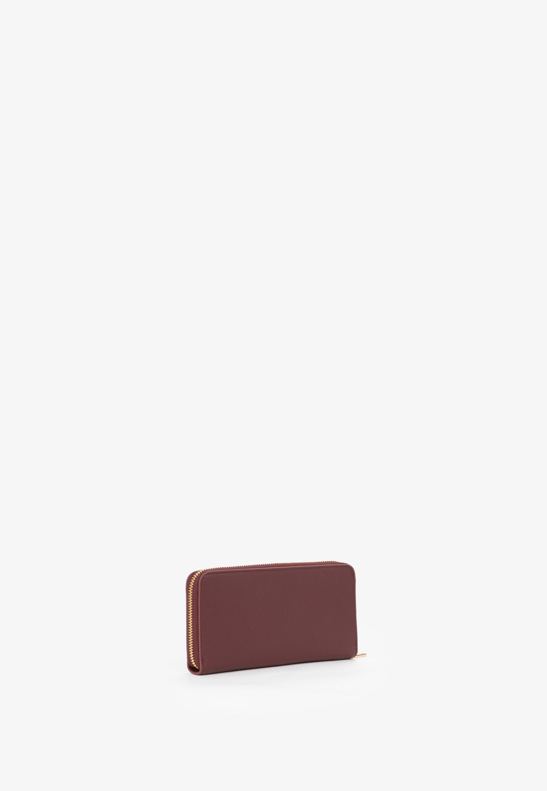 Portefeuille femme zippé bordeaux grainé compact