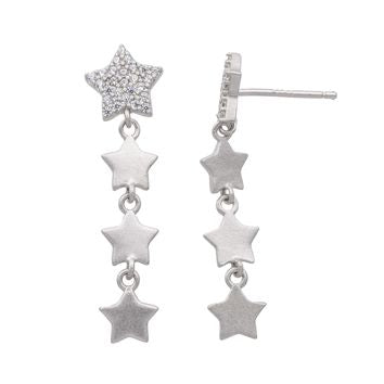 Boucles d'oreilles femme argent 925 étoiles zirkonia